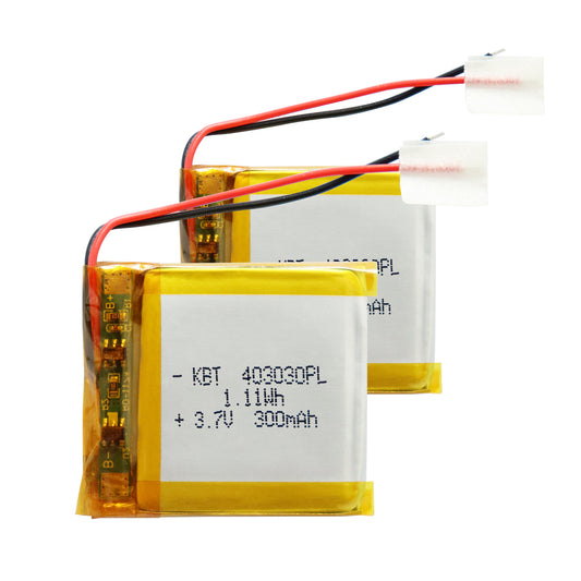KBT 403030PL 3.7V 300mAh Li-Polymer Rechargeable Battery - 2Pack