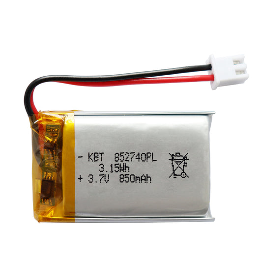 KBT 852740PL 3.7V 850mAh Li-Polymer Rechargeable Battery with 2Pin 2.54 JST Connector