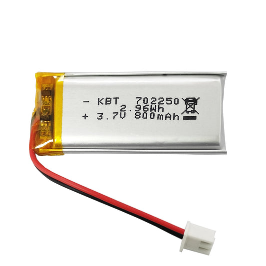 KBT 702250PL 3.7V 800mAh Li-Polymer Rechargeable Battery with 2Pin 2.54 JST Connector