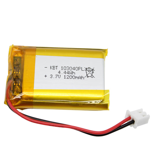 KBT 103040PL 3.7V 1200mAh Li-Polymer Rechargeable Battery with 2Pin 2.54 JST Connector