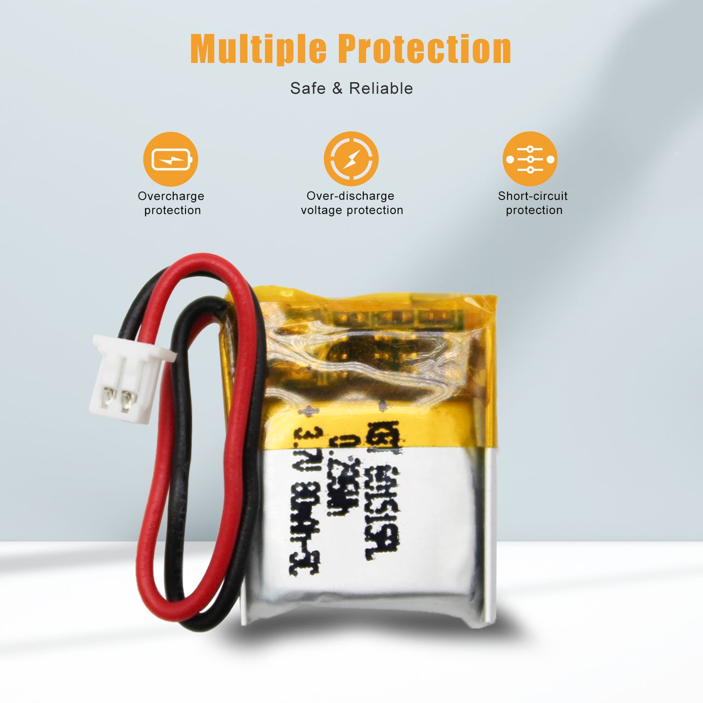 KBT 601515PL 3.7V 80mAh Li-Polymer Rechargeable Battery 5C Rate with 2Pin 1.25 JST Connector 2 Pack