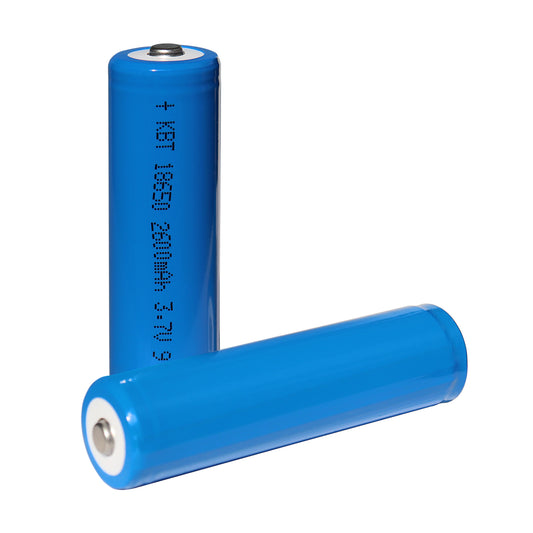 KBT Protected 18650 Rechargeable Battery, 3.7V 2600mAh, Button Top, with Protection PCB - 2pack
