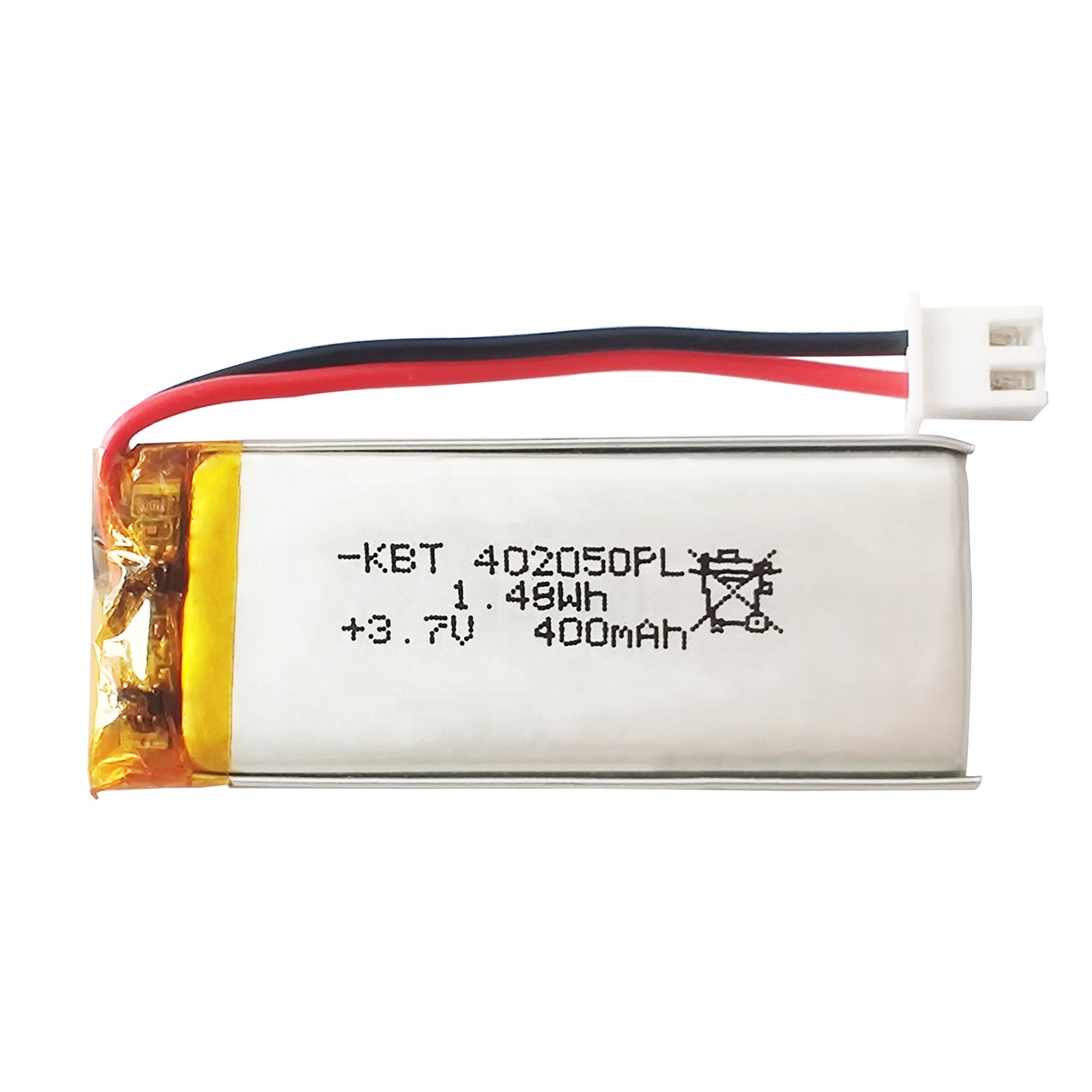KBT 402050PL 3.7V 400mAh Li-Polymer Rechargeable Battery with 2Pin 2.54 JST Connector