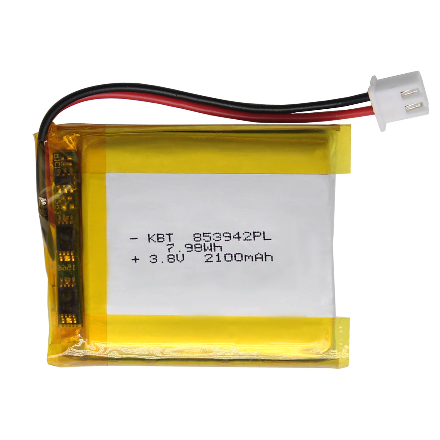 KBT 853942PL 3.7V 2100mAh Li-Polymer Rechargeable Battery with 2Pin 2.54 JST Connector