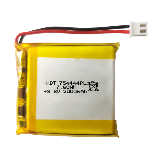 KBT 754444PL 3.8V 2000mAh Li-Polymer Rechargeable Battery with 2Pin 2.54 JST Connector