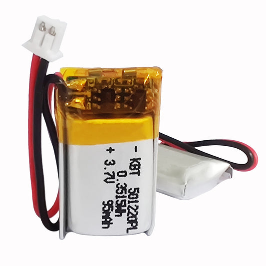 KBT 501220PL 3.7V 95mAh Li-Polymer Rechargeable Battery with 2Pin 1.25 JST Connector- 2Pack