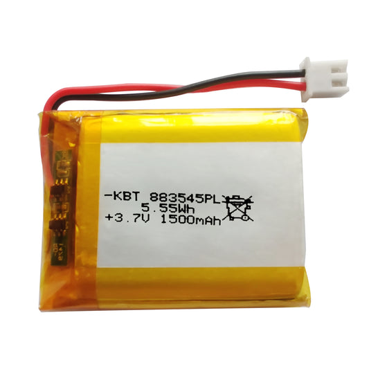 KBT 883545PL 3.7V 1500mAh Li-Polymer Rechargeable Battery with 2Pin 2.54 JST Connector