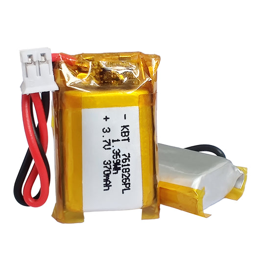 KBT 761826PL 3.7V 370mAh Li-Polymer Rechargeable Battery with 2Pin 2.0 JST Connector - 2Pack
